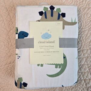 Cloud Island Fitted Crib Sheets Dinosaur Blue/Green 28x52 6" DeepCotton NWT